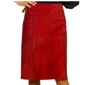 Kenneth Cole Red Suede Pencil Skirt